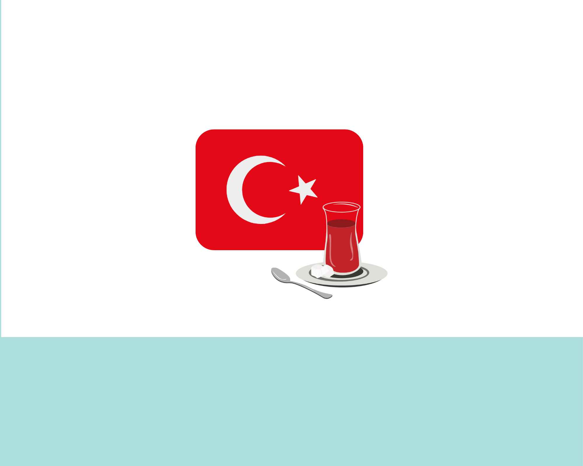 bandera de Turquía con una taza de té turco