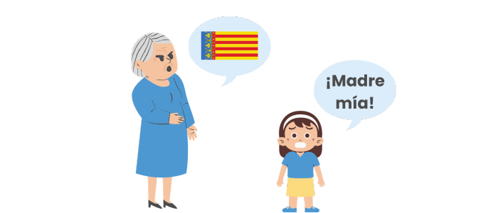 Una abuela enfadada, hablando valenciano, y una niña asustada diciendo: "¡Madre mía!
