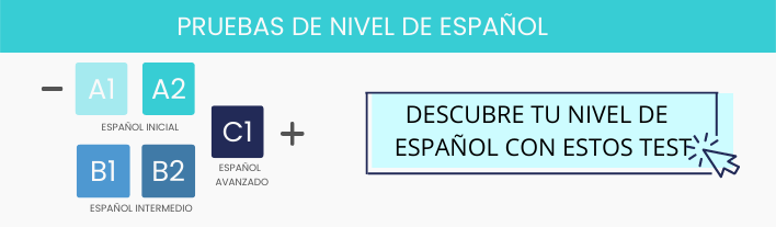Anuncio que muestra los diferentes niveles de español con un mensaje para hacer un test de nivel en español