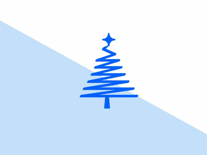 Dibujo de árbol de navidad azul con una estrella